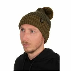 Fox - Heavy Knit Bobble Hat - Olive